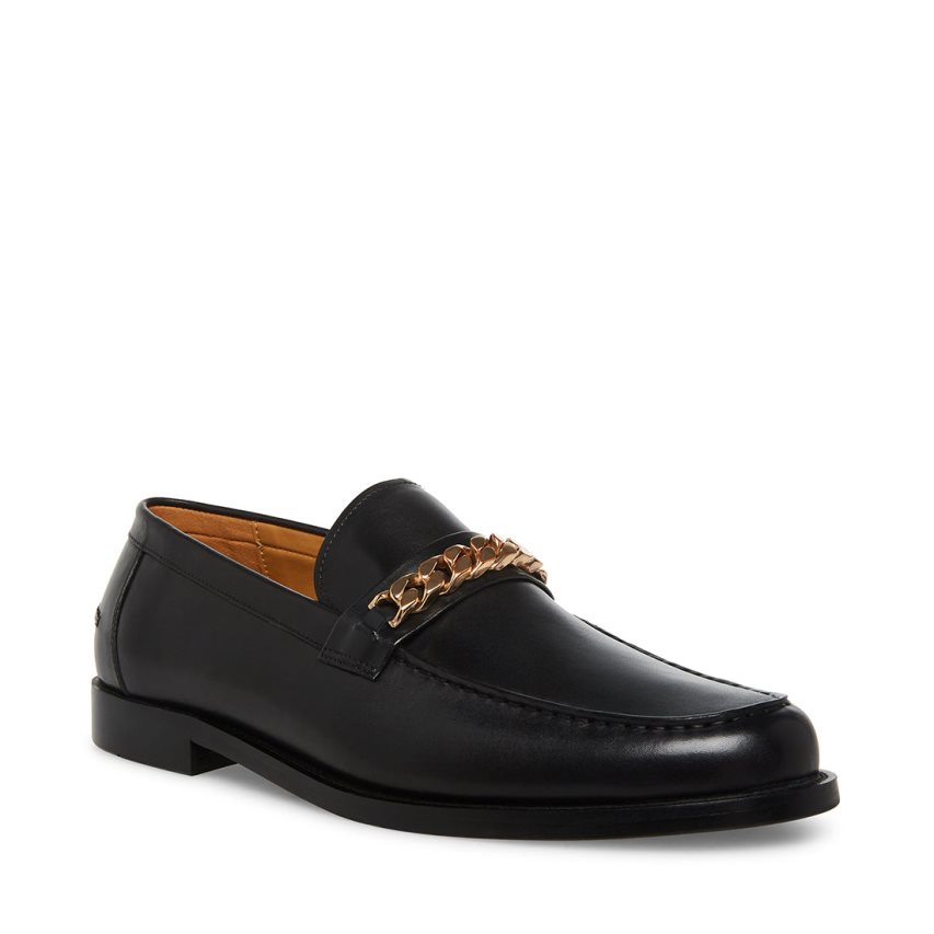 Black Steve Madden Wallace-c Leather Men's Loafers | PH 5384XCA